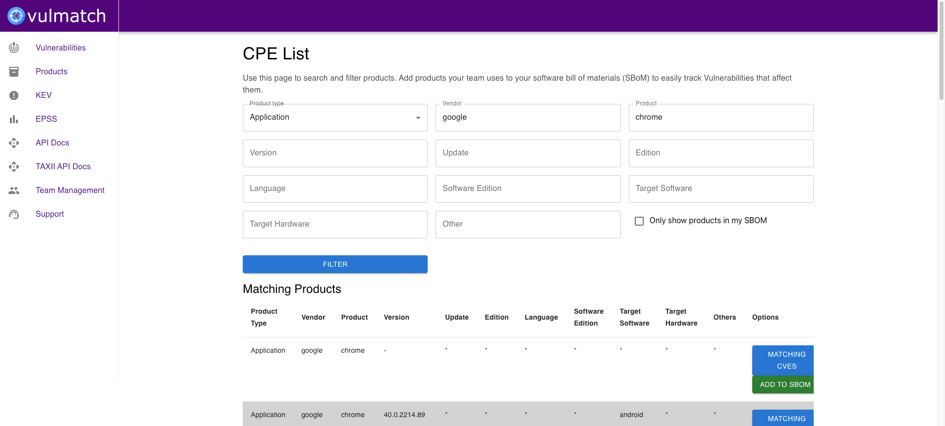 Vulmatch Use Cases